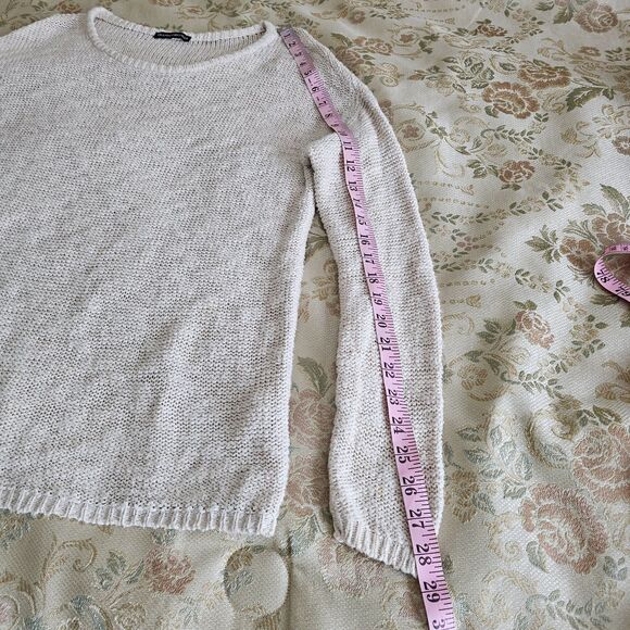 Brandy Melville 100% Cotton Knit Sweater Beige Long Sleeve Pullover Size M - Picture 6 of 8
